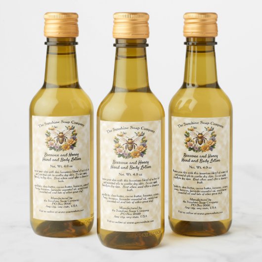 Honigbiene auf Imitaten Pergament Papier Kosmetikm Weinetikett (Flaschen)