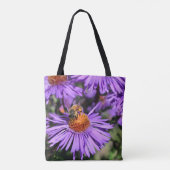 Honigbiene auf Lila Aster-Blume Tasche (Rückseite)