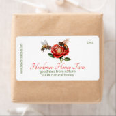 Honigbiene auf Rose Business Label (Insitu)