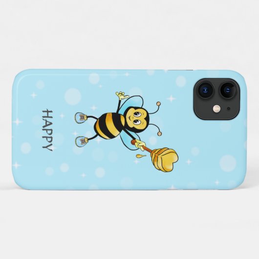 Honigbiene auf schwarz & hellblau Case-Mate iPhone hülle (Rückseite (Horizontal))
