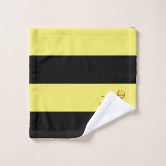 Honigbiene auf schwarz und gelb gestreiftem Badetu Badhandtuch Set (Waschlappen)