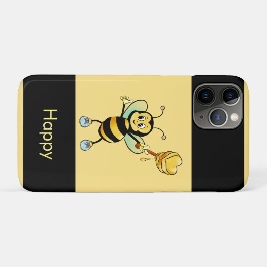Honigbiene auf schwarz und goldbeige Case-Mate iPhone hülle (Rückseite (Horizontal))