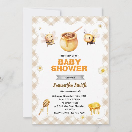 Honigbiene Baby Shower Einladung (Vorderseite)