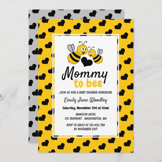 Honigbiene, Babydusche Einladung (Vorne/Hinten)