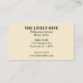 Honigbiene Beekeeper Pollination Service Honig Ver Visitenkarte (Rückseite)