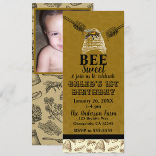 Honigbiene Bienenstock Geburtstagsfeier Foto Ticke Einladung
