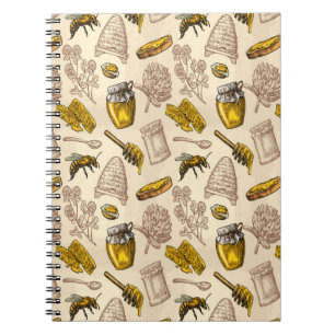 Honigbiene Bienenstock Golden Gelb Vintage Bio Notizblock