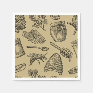 Honigbiene Bienenstock Vintage Organisch Natürlich Serviette