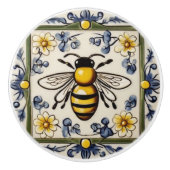 Honigbiene Blau Gelb & Grün Mittelmeer Keramikknauf (Vorderseite)