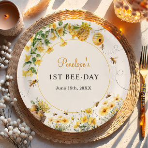 Honigbiene Blumen Geburtstag Baby Shower Papier Te Pappteller