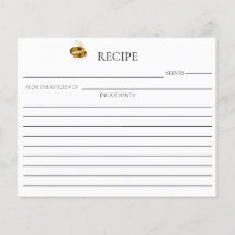 Honigbiene-Brautjungfernparty-Rezeptkarte, beidsei