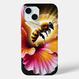 Honigbiene, die einen blühenden, hellen Hibiskus b Case-Mate iPhone Hülle