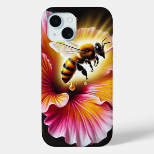 Honigbiene, die einen blühenden, hellen Hibiskus b Case-Mate iPhone Hülle