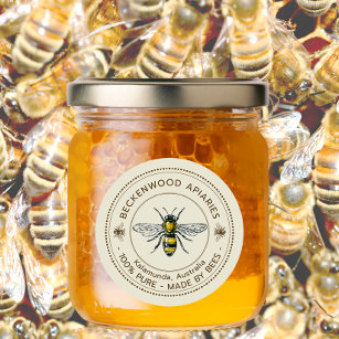 Honigbiene-Etikett Gelber Imker Runder Aufkleber