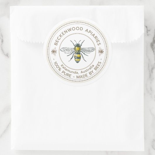 Honigbiene-Etikett Gelber Imker Runder Aufkleber (Tasche)