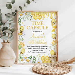 Honigbiene Florale Geburtstagsfeier Zeitkapsel Sch Poster