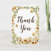 Honigbiene geklappt dank Kartenbier und Sonnenblum Dankeskarte (Vorderseite)