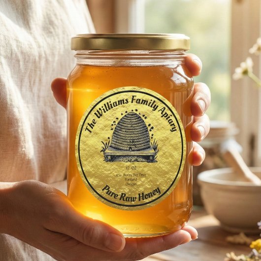 Honigbiene Honey Imitate Gold Jar Apiary Label | H Runder Aufkleber