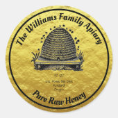 Honigbiene Honey Imitate Gold Jar Apiary Label | H Runder Aufkleber (Vorderseite)