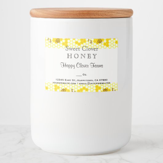 Honigbiene Honeycomb Editable 3" x 2" Food Label Lebensmitteletikett (Vorderseite)
