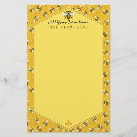 Honigbiene Honeycomb Humble Bee Farm Apiary Custom Briefpapier (Vorderseite)