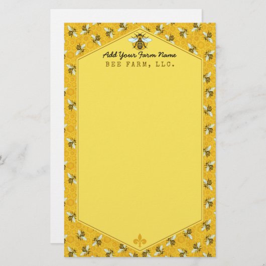 Honigbiene Honeycomb Humble Bee Farm Apiary Custom Briefpapier (Vorne/Hinten)
