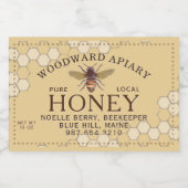 Honigbiene Honeycomb Pure Local Honey Yellow Lebensmitteletikett (Einzelnes Label)