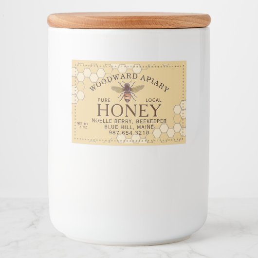 Honigbiene Honeycomb Pure Local Honey Yellow Lebensmitteletikett (Vorderseite)