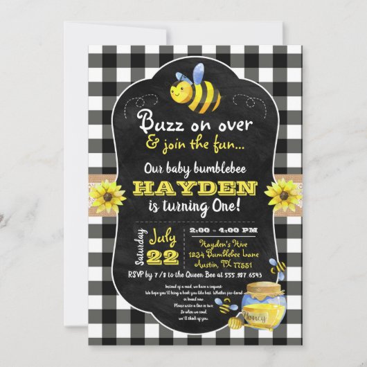 Honigbiene Honig Comb Sweet Baby Erstgeburt Einladung (Vorderseite)