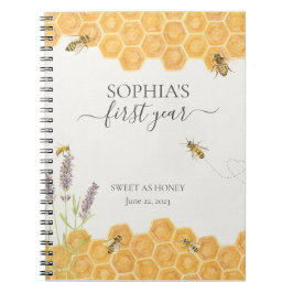 Honigbiene im ersten Jahr Meilenstein Babybuch Notizblock