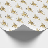 Honigbiene im Flugmuster auf weißem Papier Geschenkpapier (Ecke)