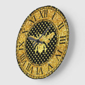 Honigbiene in Gold Große Wanduhr (Winkel)