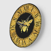 Honigbiene in Gold Große Wanduhr (Winkel)