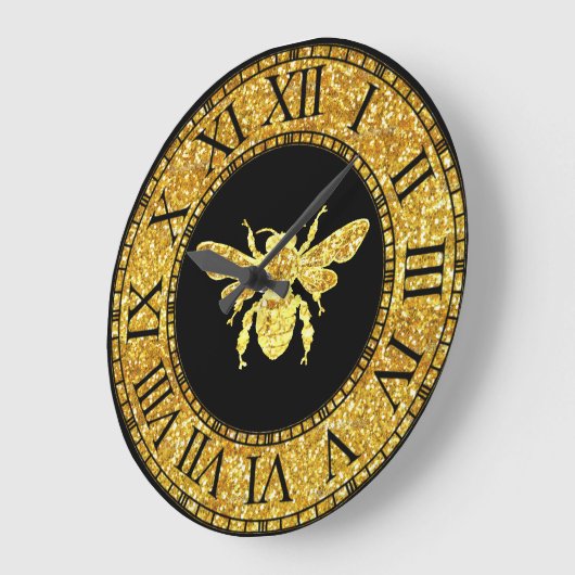 Honigbiene in Gold Große Wanduhr (Winkel)