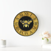 Honigbiene in Gold Große Wanduhr (Zuhause)