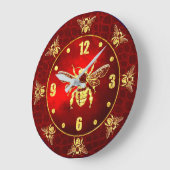 Honigbiene in Gold und Rot Große Wanduhr (Winkel)