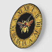 Honigbiene in Gold und Rot Große Wanduhr (Winkel)