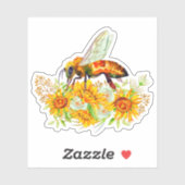 Honigbiene mit Blume-Aufkleber Aufkleber (Blatt)