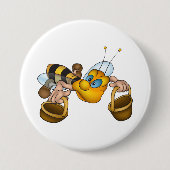 Honigbiene mit Körben Fun Besy Illustration Button (Vorderseite)