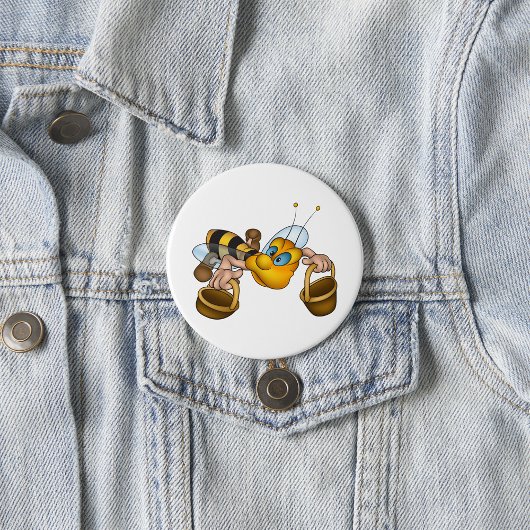 Honigbiene mit Körben Fun Besy Illustration Button