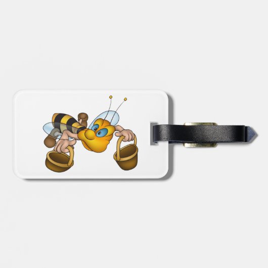Honigbiene mit Körben Fun Besy Illustration Gepäckanhänger (Rückseite horizontal)