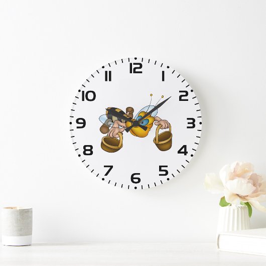 Honigbiene mit Körben Fun Besy Illustration Große Wanduhr