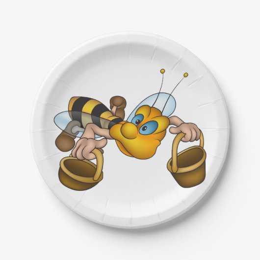 Honigbiene mit Körben Fun Besy Illustration Pappteller (Vorderseite)