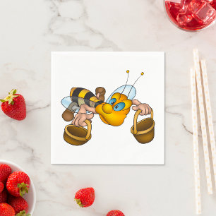 Honigbiene mit Körben Fun Besy Illustration Serviette