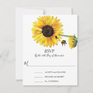 Honigbiene mit Sonnenblumen RSVP Karte