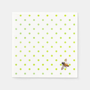 Honigbiene Retro-grünes Polka-Punkt-Muster Serviette
