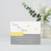 Honigbiene Save the Date-Karte - grau und gelb Date (Stehend Vorderseite)
