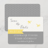 Honigbiene Save the Date-Karte - grau und gelb Date (Vorne/Hinten)