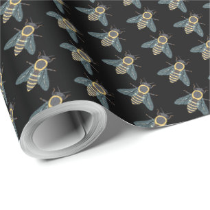 Honigbiene (schwarz) - Geschenkpapier