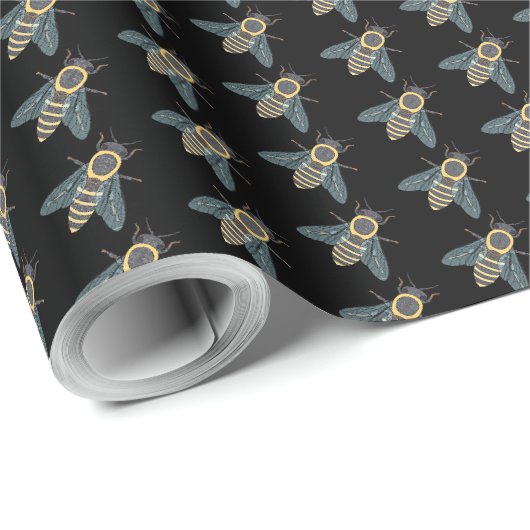 Honigbiene (schwarz) - Geschenkpapier (Rolleneckpunkt)